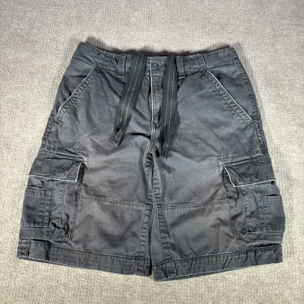 Vintage No Boundaries Cargo Shorts Mens 34 Blue Heavy Drawstring Distressed Y2K